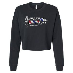 Barbers Pole Hair Hairstylist Christmas Gift Cropped Pullover Crew