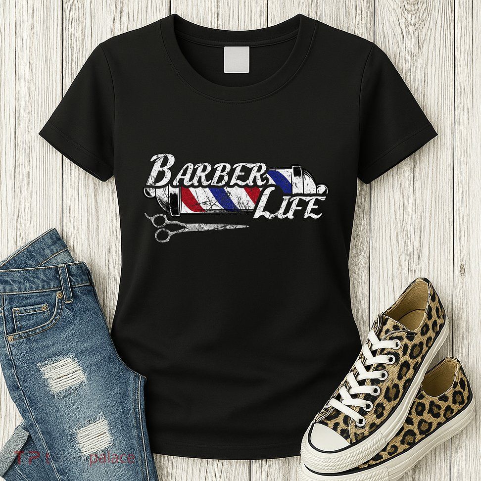 Barbers Pole Hair Hairstylist Christmas Gift Womens T-Shirt