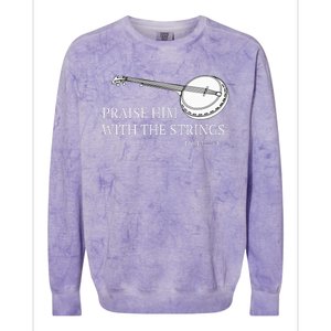 Banjo Praise Him With The Strings Bluegrass Guitar Colorblast Crewneck Sweatshirt