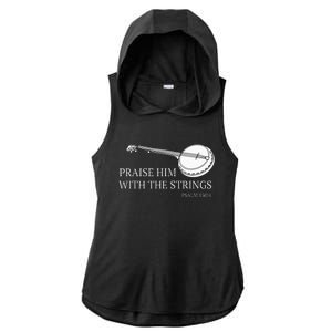 Banjo Praise Him With The Strings Bluegrass Guitar Ladies PosiCharge Tri-Blend Wicking Draft Hoodie Tank