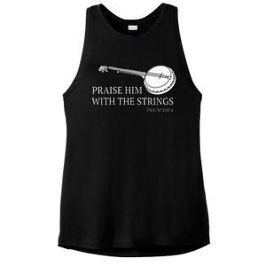 Banjo Praise Him With The Strings Bluegrass Guitar Ladies PosiCharge Tri-Blend Wicking Tank