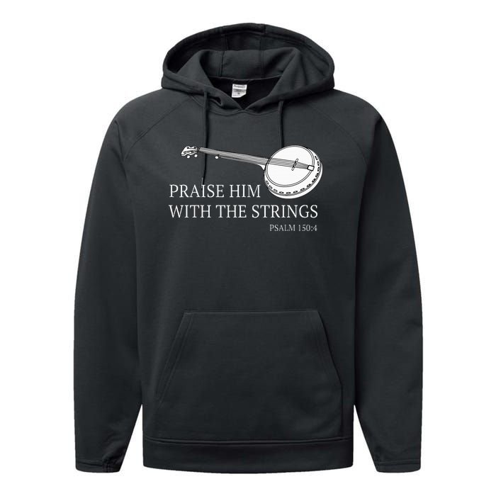 Banjo Praise Him With The Strings Bluegrass Guitar Performance Fleece Hoodie