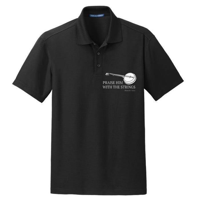 Banjo Praise Him With The Strings Bluegrass Guitar Dry Zone Grid Polo