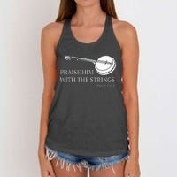 Banjo Praise Him With The Strings Bluegrass Guitar Women's Knotted Racerback Tank