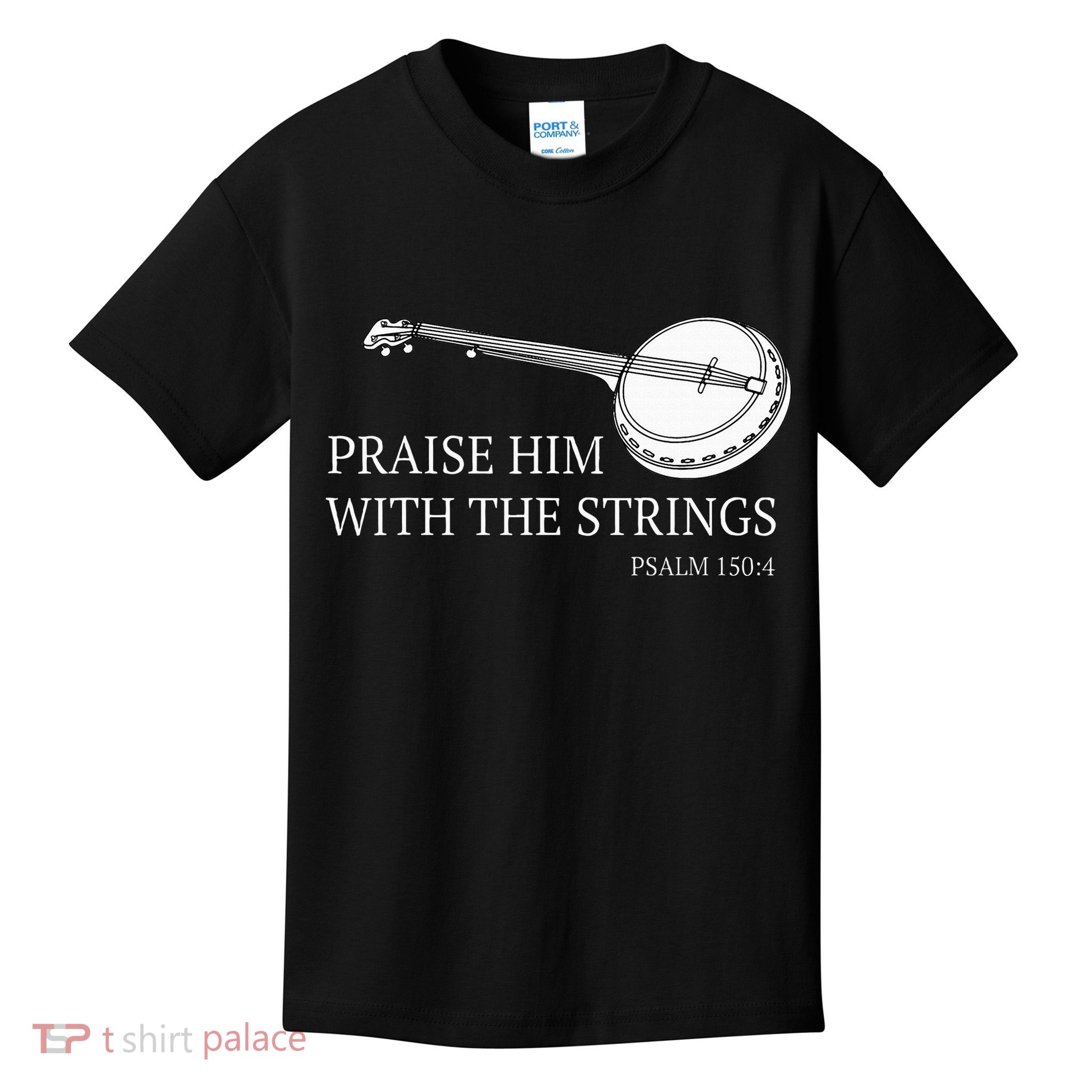 Banjo Praise Him With The Strings Bluegrass Guitar Kids T-Shirt