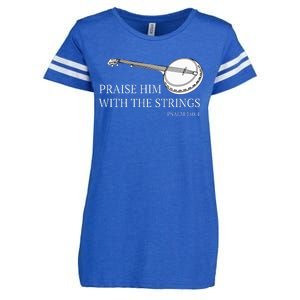 Banjo Praise Him With The Strings Bluegrass Guitar Enza Ladies Jersey Football T-Shirt