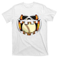 Baseball Player Halloween Pumpkin Jack O Lantern Mouth Ball T-Shirt