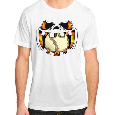 Baseball Player Halloween Pumpkin Jack O Lantern Mouth Ball Adult ChromaSoft Performance T-Shirt