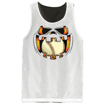 Baseball Player Halloween Pumpkin Jack O Lantern Mouth Ball Mesh Reversible Basketball Jersey Tank