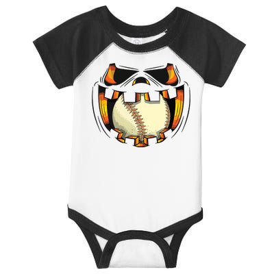 Baseball Player Halloween Pumpkin Jack O Lantern Mouth Ball Infant Baby Jersey Bodysuit