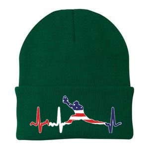 Baseball Player Heartbeat Baseball First Baseman Flag Knit Cap Winter Beanie