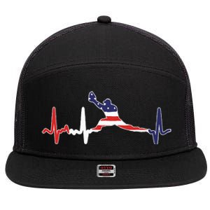 Baseball Player Heartbeat Baseball First Baseman Flag 7 Panel Mesh Trucker Snapback Hat