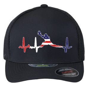 Baseball Player Heartbeat Baseball First Baseman Flag Flexfit Unipanel Trucker Cap