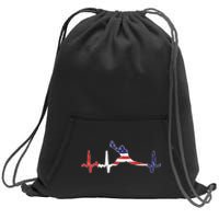 Baseball Player Heartbeat Baseball First Baseman Flag Sweatshirt Cinch Pack Bag