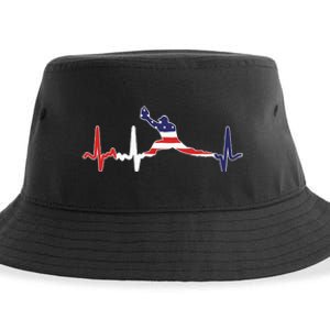 Baseball Player Heartbeat Baseball First Baseman Flag Sustainable Bucket Hat