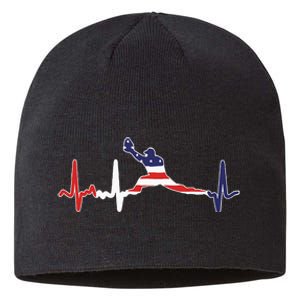 Baseball Player Heartbeat Baseball First Baseman Flag Sustainable Beanie