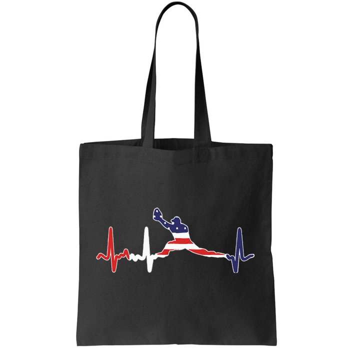 Baseball Player Heartbeat Baseball First Baseman Flag Tote Bag