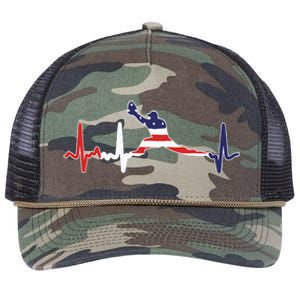 Baseball Player Heartbeat Baseball First Baseman Flag Retro Rope Trucker Hat Cap