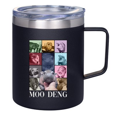 Baby Pygmy Hippo Moo Deng Era 12oz Stainless Steel Coffee Mug