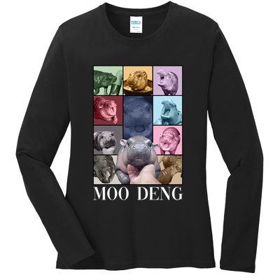 Baby Pygmy Hippo Moo Deng Era Ladies Long Sleeve Shirt