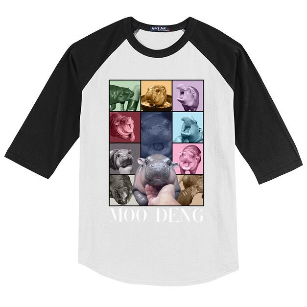 Baby Pygmy Hippo Moo Deng Era Kids Colorblock Raglan Jersey