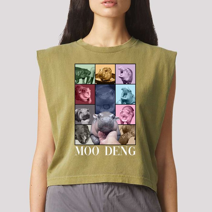 Baby Pygmy Hippo Moo Deng Era Garment-Dyed Women's Muscle Tee