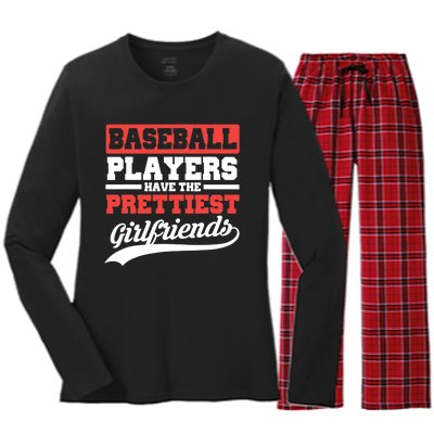 Baseball players have the prettiest girlfriends baseball Women's Long Sleeve Flannel Pajama Set 