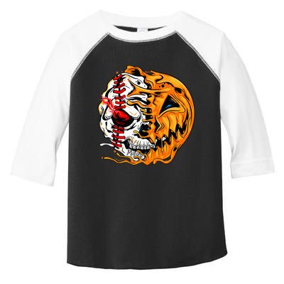 Baseball Player Halloween Pumpkin Skeleton Skull Toddler Fine Jersey T-Shirt