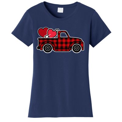 Buffalo Plaid Heart Valentine's Day Buffalo Truck Cute Women's T-Shirt