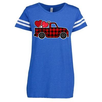 Buffalo Plaid Heart Valentine's Day Buffalo Truck Cute Enza Ladies Jersey Football T-Shirt