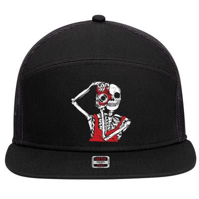 Bone Photographer Halloween Costume Skeleton Lover 7 Panel Mesh Trucker Snapback Hat