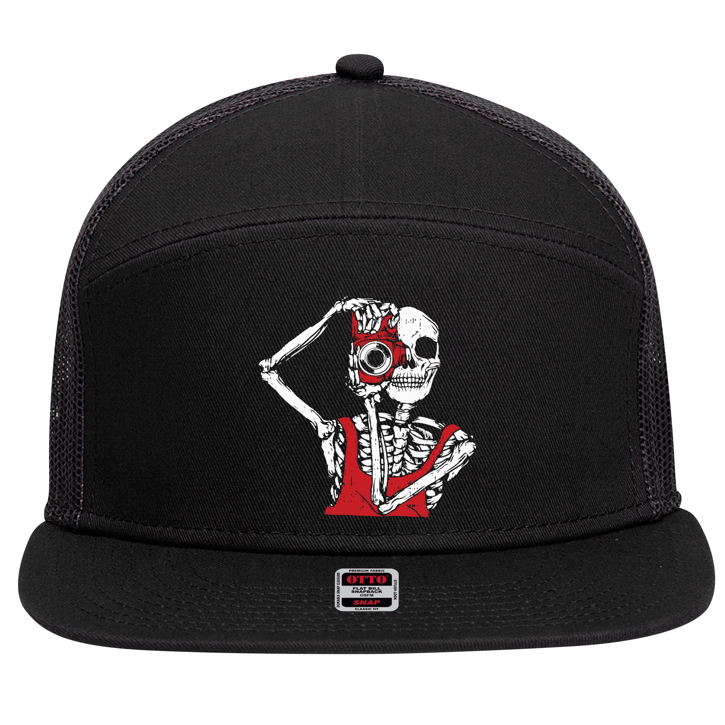 Bone Photographer Halloween Costume Skeleton Lover 7 Panel Mesh Trucker Snapback Hat