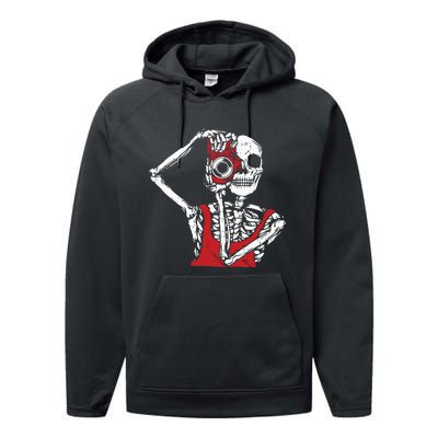 Bone Photographer Halloween Costume Skeleton Lover Performance Fleece Hoodie