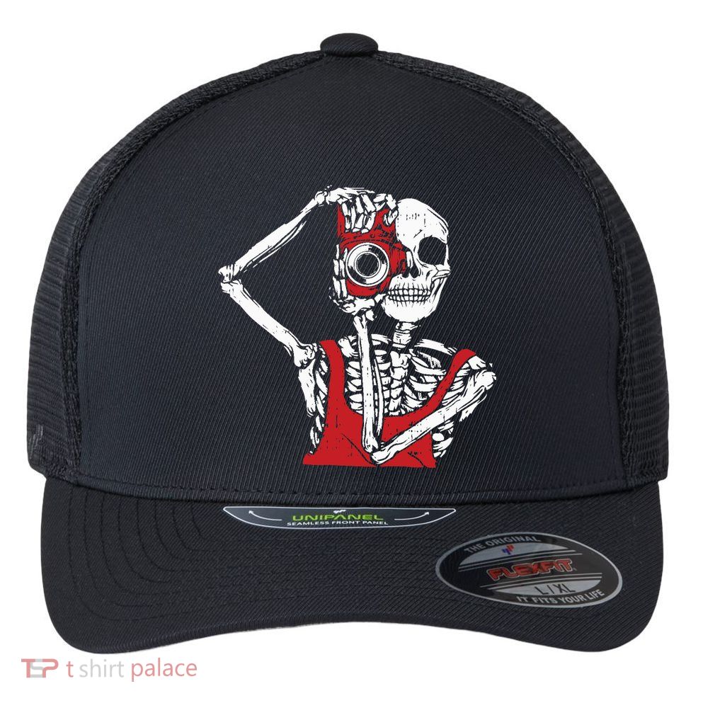 Bone Photographer Halloween Costume Skeleton Lover Flexfit Unipanel Trucker Cap