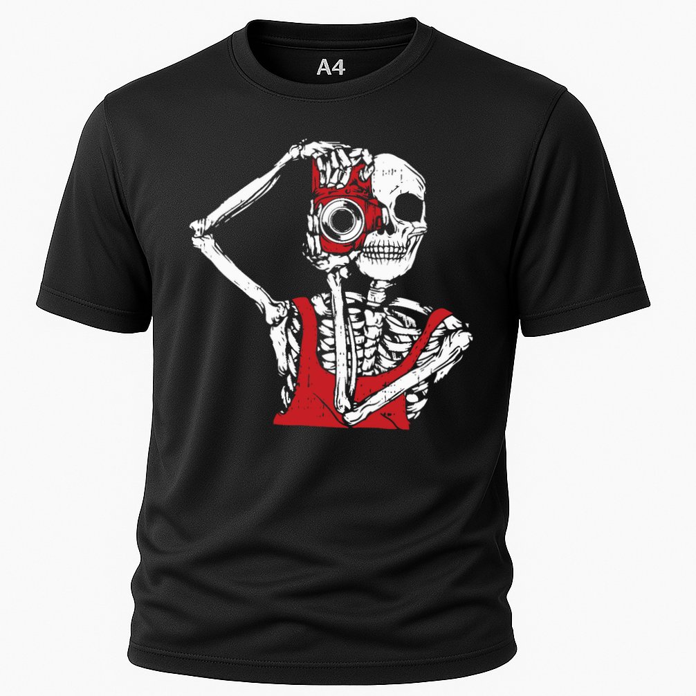 Bone Photographer Halloween Costume Skeleton Lover Cooling Performance Crew T-Shirt
