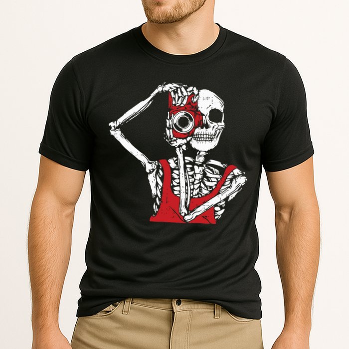 Bone Photographer Halloween Costume Skeleton Lover Cooling Performance Crew T-Shirt