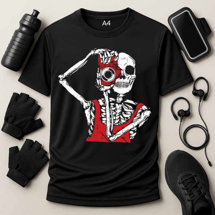 Bone Photographer Halloween Costume Skeleton Lover Cooling Performance Crew T-Shirt