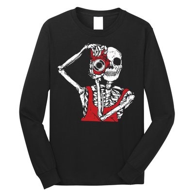 Bone Photographer Halloween Costume Skeleton Lover Long Sleeve Shirt