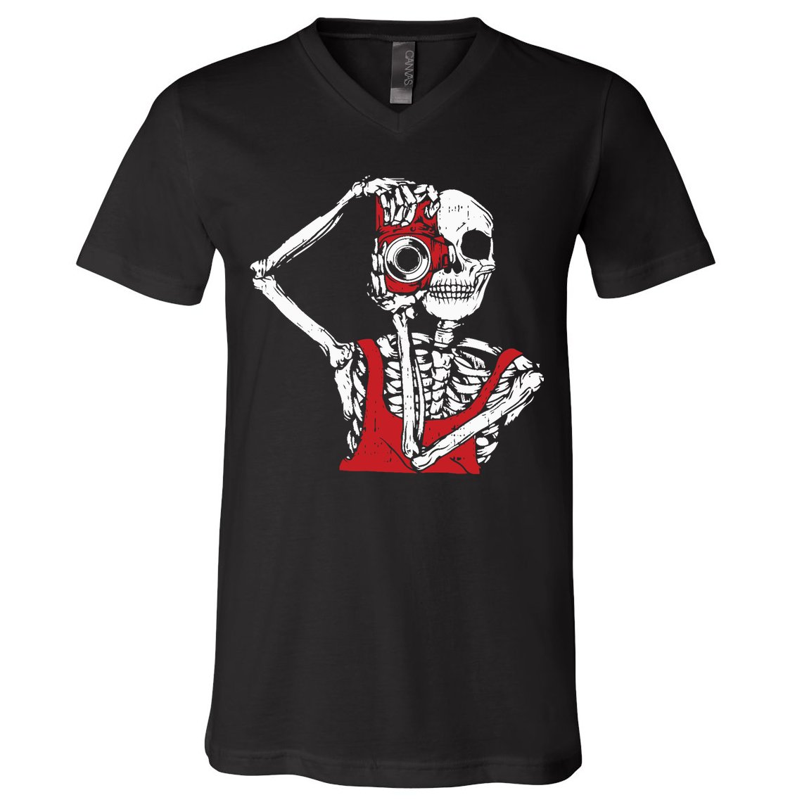 Bone Photographer Halloween Costume Skeleton Lover V-Neck T-Shirt