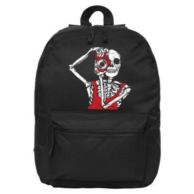 Bone Photographer Halloween Costume Skeleton Lover 16 in Basic Backpack