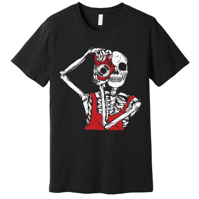 Bone Photographer Halloween Costume Skeleton Lover Premium T-Shirt