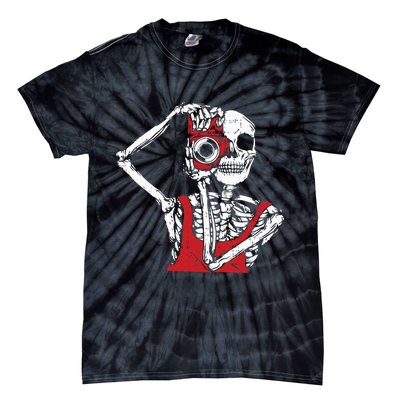 Bone Photographer Halloween Costume Skeleton Lover Tie-Dye T-Shirt