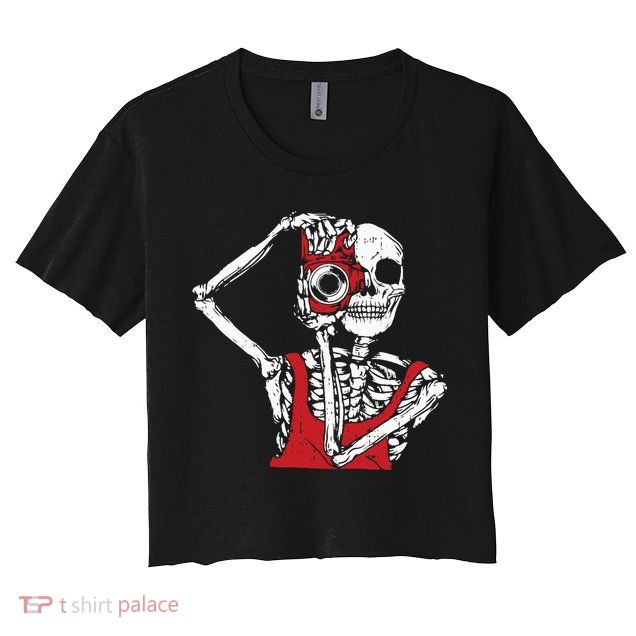 Bone Photographer Halloween Costume Skeleton Lover Crop Top