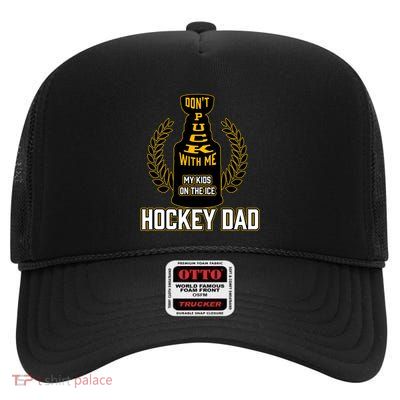 Best Pucking Hockey Dad And Cool Hockey Dad Gift High Crown Mesh Back Trucker Hat