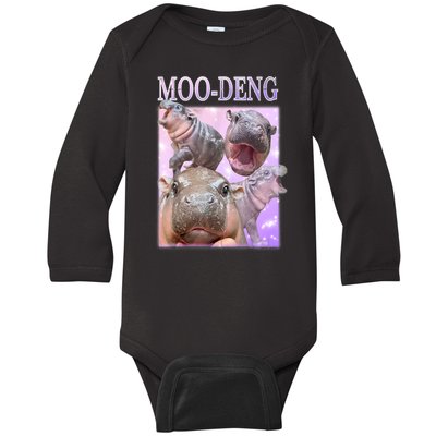 Baby Pigmy Hippo Moodeng Funny Moodeng The Famous Gift Baby Long Sleeve Bodysuit