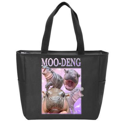 Baby Pigmy Hippo Moodeng Funny Moodeng The Famous Gift Zip Tote Bag