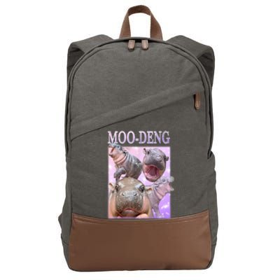 Baby Pigmy Hippo Moodeng Funny Moodeng The Famous Gift Cotton Canvas Backpack