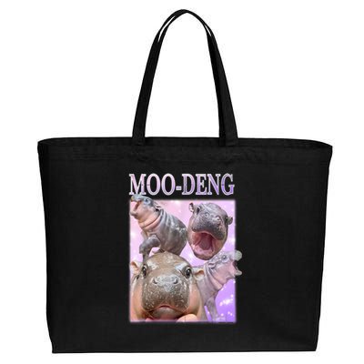 Baby Pigmy Hippo Moodeng Funny Moodeng The Famous Gift Cotton Canvas Jumbo Tote