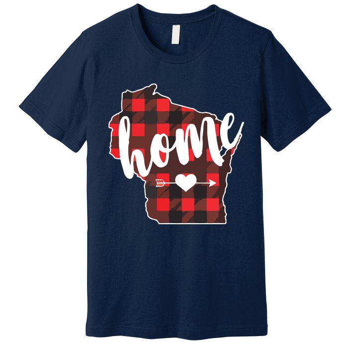 Buffalo Plaid Heart Minnesota Home State Lumberjack VNeck Premium T-Shirt