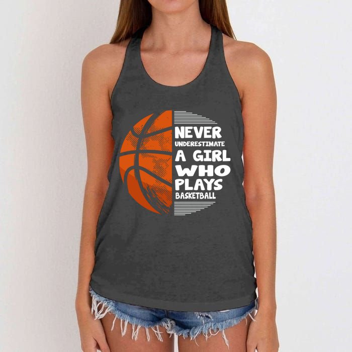 Basketball Player - Hoops Streetball Baller Basketball Girls Women's Knotted Racerback Tank